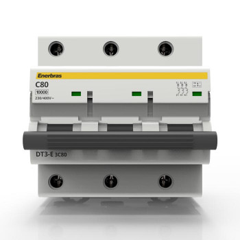 Disjuntor Tripolar Curva C 80A DIN - ENERBRAS